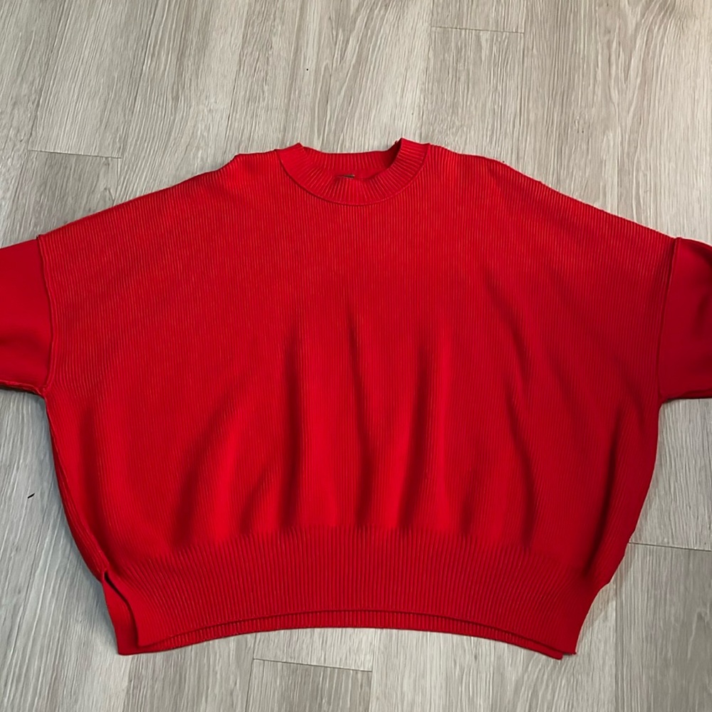 Free people red oversized sweater